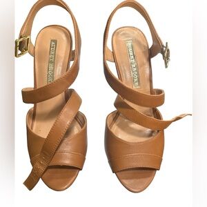 Audrey Brooke Womens Sz 8 Tan High Heels Leather Strappy Abraham